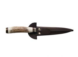 Cuchillo encabado en asta de ciervo y terminacion en bronce